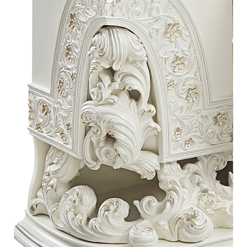 Bowery Hill Antique White Carved 2-Door Wooden Storage Server