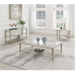 Bowery Hill Rectangular Coffee Table in Tempered Glass and Silver Metal