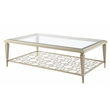 Bowery Hill Rectangular Coffee Table in Tempered Glass and Silver Metal