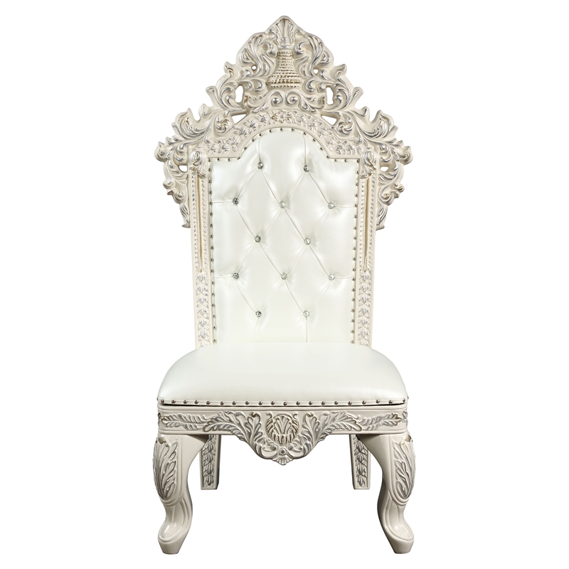 Bowery Hill Faux Leather Side Chair in White and Antique White (Set of 2)