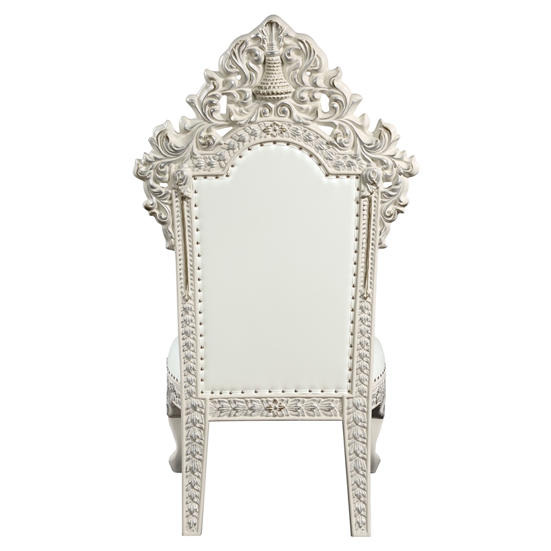 Bowery Hill Faux Leather Side Chair in White and Antique White (Set of 2)