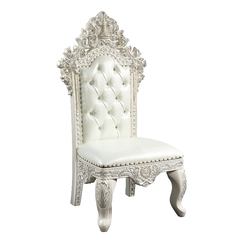 Bowery Hill Faux Leather Side Chair in White and Antique White (Set of 2)