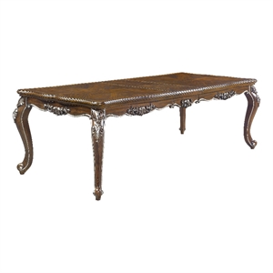 Bowery Hill Antique Oak Wooden Dining Table with Floral Moldings