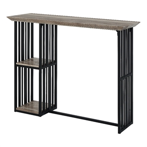 Bowery Hill 2-Shelf Wood & Metal Counter Table in Antique Oak & Black
