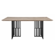 Bowery Hill Rectangular Wood & Metal Dining Table in Antique Oak & Black