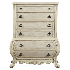 Bowery Hill Ragenardus Wood Bombay Chest in Antique White Finish