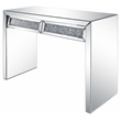 Bowery Hill Mirrored Console Table with Drawer and Faux Diamonds Inlay