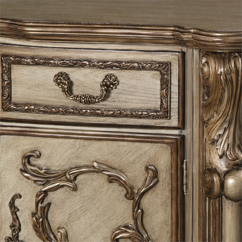 Bowery Hill Gold Patina Wooden Chest with 5 Drawers and 2 Doors