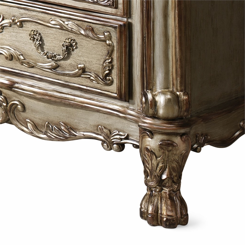 Bowery Hill Gold Patina Wooden Chest with 5 Drawers and 2 Doors