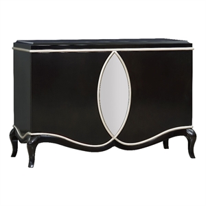 Bowery Hill 2-Door Rectangular Console Cabinet with Mirror Trim in Black