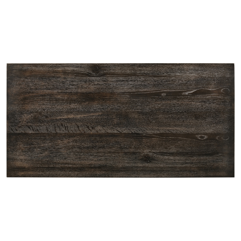 Bowery Hill Counter Height Dining Table with Shelf in Weathered Gray Wood