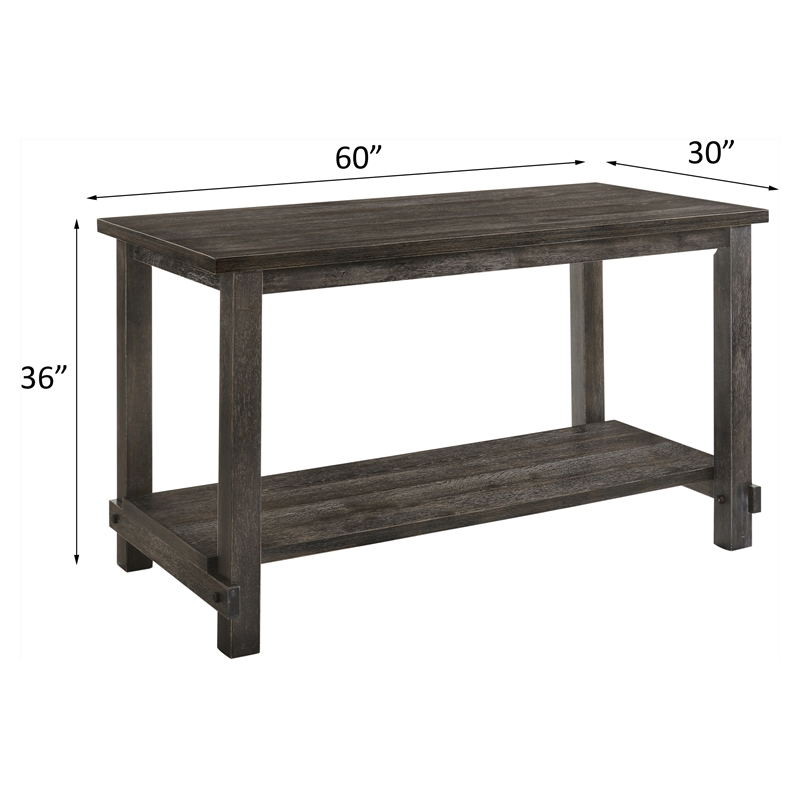 Bowery Hill Counter Height Dining Table with Shelf in Weathered Gray Wood