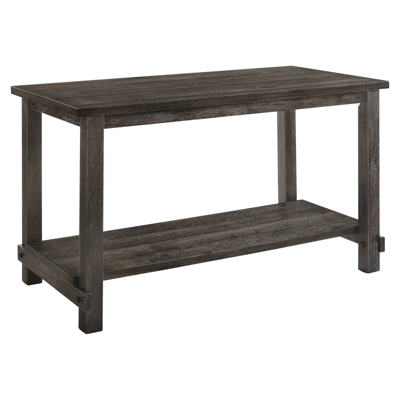 Bowery Hill Counter Height Dining Table with Shelf in Weathered Gray Wood
