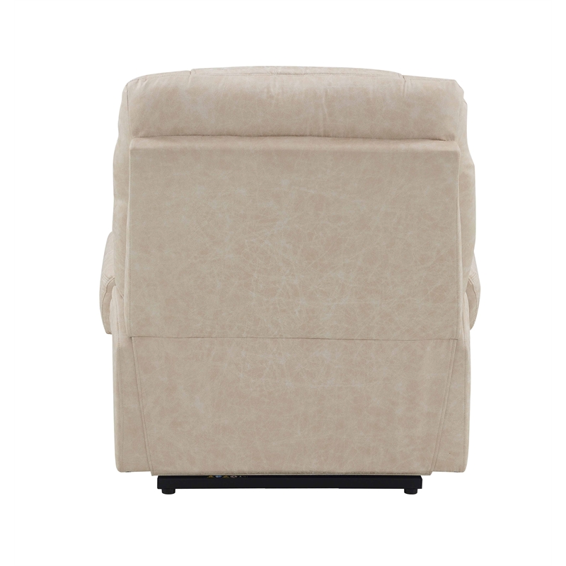 Bowery Hill Faux Leather Power Recliner with Cupholders in Light Gray