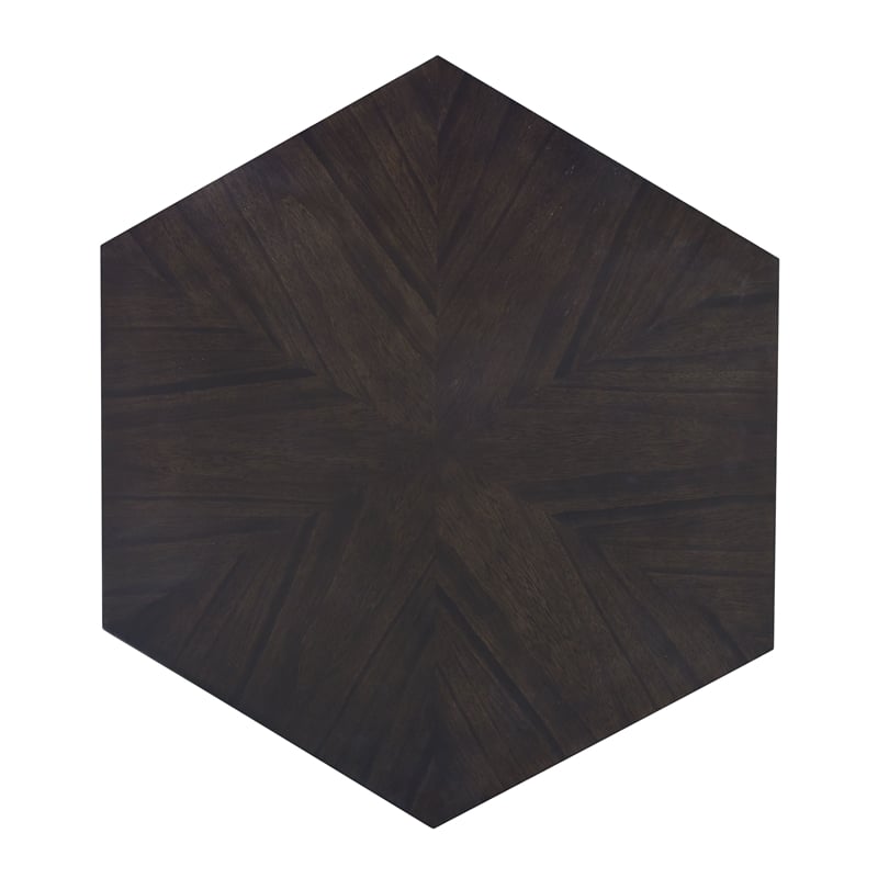 Bowery Hill Hexagonal Wood Coffee Table in Antique Black Finish