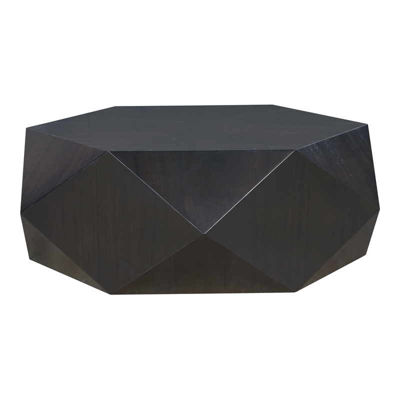 Bowery Hill Hexagonal Wood Coffee Table in Antique Black Finish