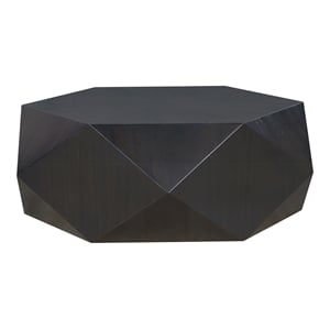 Bowery Hill Hexagonal Wood Coffee Table in Antique Black Finish