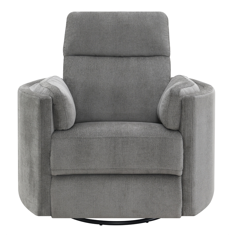 Bowery Hill Wooden Glider Recliner with Swivel in Charcoal