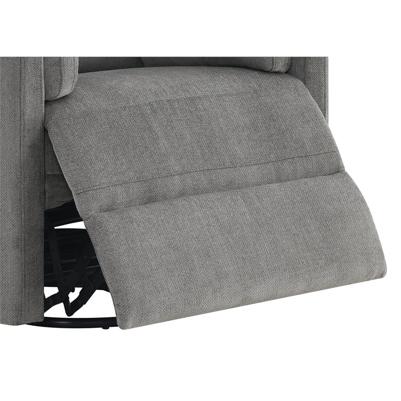 Bowery Hill Wooden Glider Recliner with Swivel in Charcoal