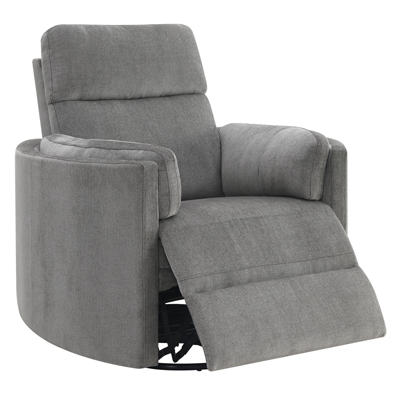 Bowery Hill Wooden Glider Recliner with Swivel in Charcoal