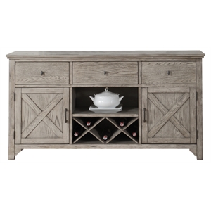 Bowery Hill Rocky Gray Oak Server with Wine Rack and 3 Drawers