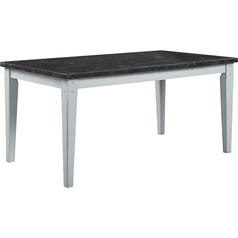 Bowery Hill Rectangular Dining Table with Marble Top and Antique White Frame