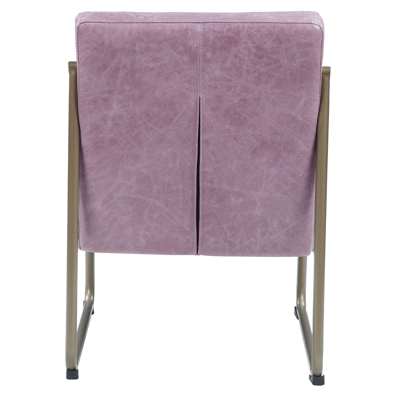 Bowery Hill Tufted Accent Chair in Wisteria Top Grain Leather with Metal Base