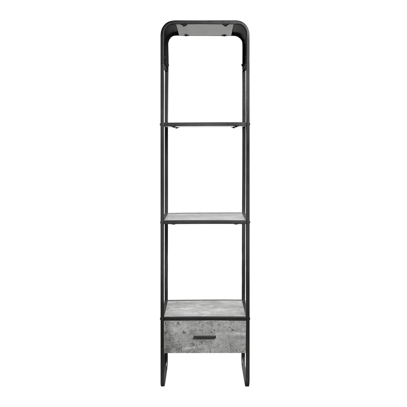 Bowery Hill Storage Side Pier with Metal Frame in Concrete Gray and Black
