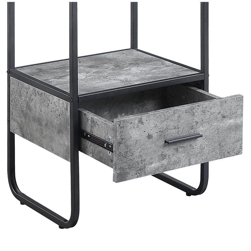 Bowery Hill Storage Side Pier with Metal Frame in Concrete Gray and Black