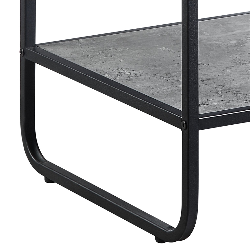 Bowery Hill Wooden End Table with Shelf in Concrete Gray and Black