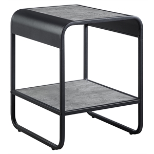 Bowery Hill Wooden End Table with Shelf in Concrete Gray and Black