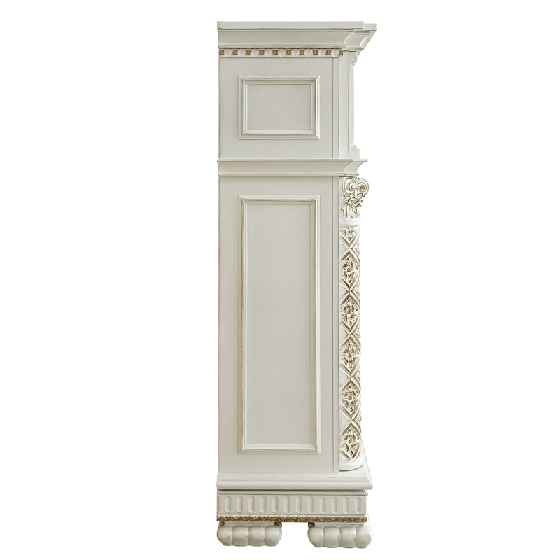 Bowery Hill Vendome LED Fireplace in Antique Pearl Finish with Raised Trim