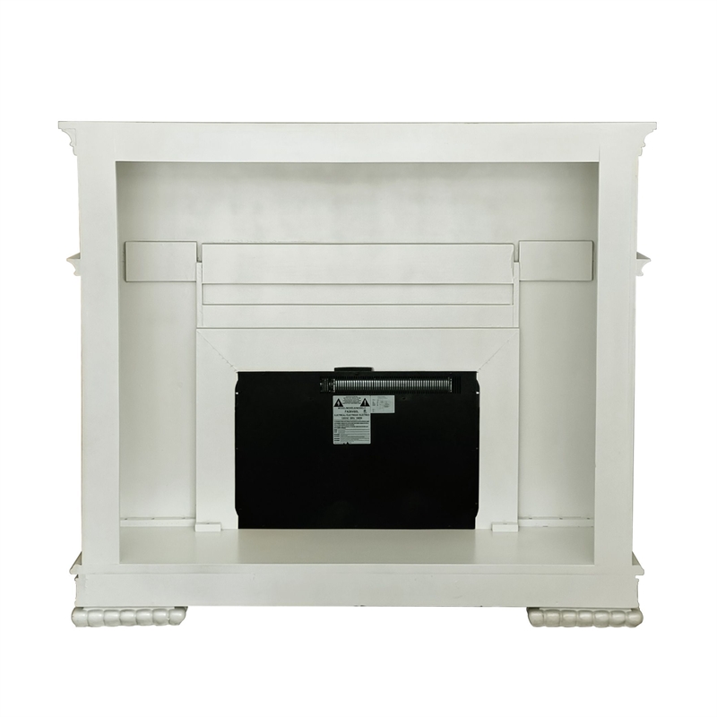Bowery Hill Vendome LED Fireplace in Antique Pearl Finish with Raised Trim
