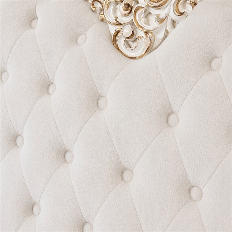 Bowery Hill Vendome Eastern King Bed in Ivory Fabric and Antique Pearl