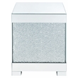 Bowery Hill Square End Table with Faux Crystal Inlay in Mirrored Finish