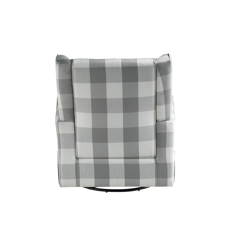 Bowery Hill Swivel Chair with Glider in Gray Fabric and Wood Frame