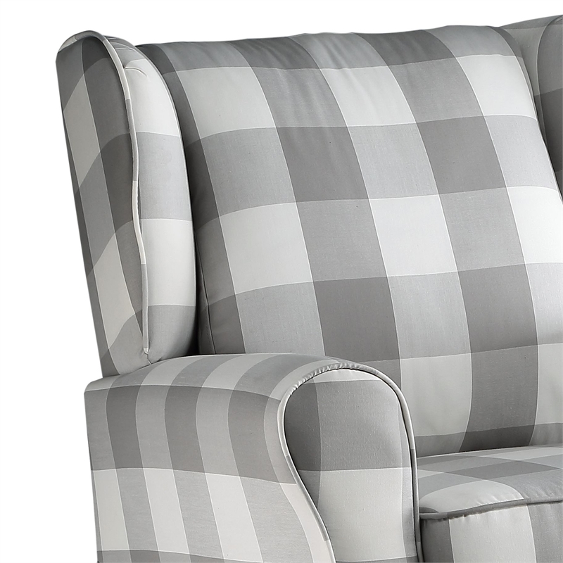 Bowery Hill Swivel Chair with Glider in Gray Fabric and Wood Frame