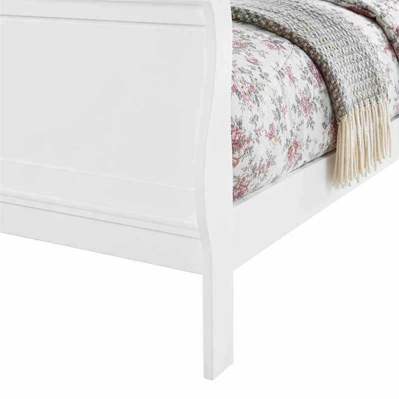 Bowery Hill Queen Wooden Sleigh Bed in White