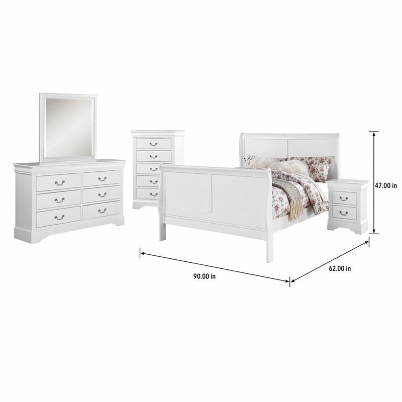 Bowery Hill Queen Wooden Sleigh Bed in White