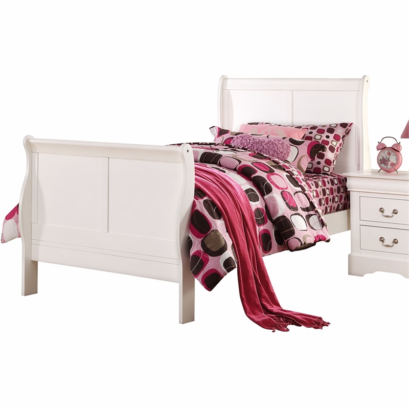 Bowery Hill Full Wooden Sleigh Bed in White