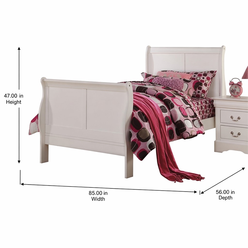 Bowery Hill Full Wooden Sleigh Bed in White