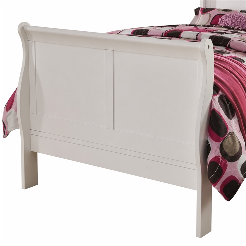 Bowery Hill Twin Wooden Sleigh Bed in White