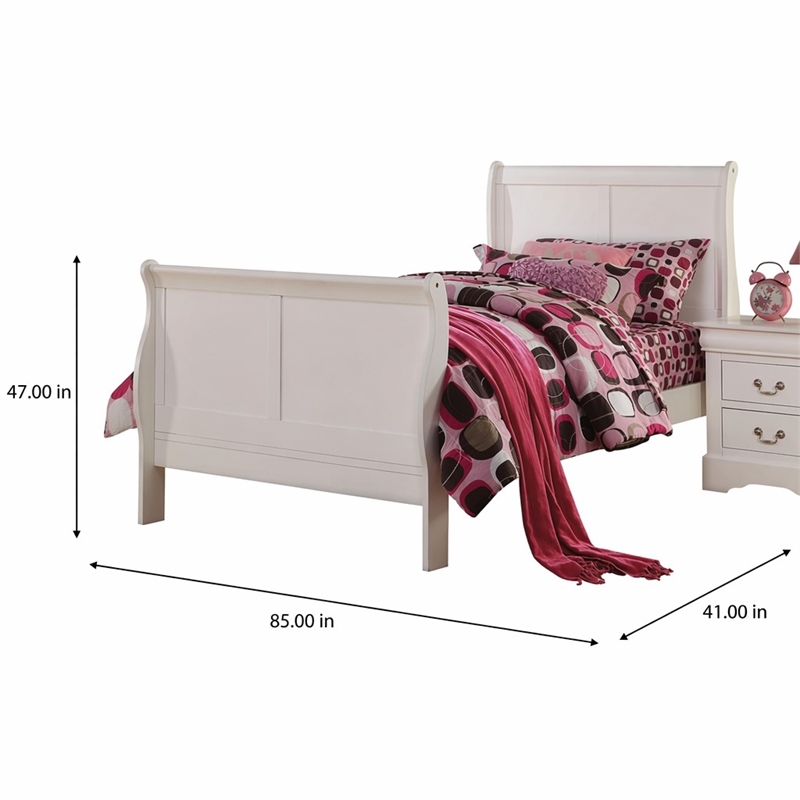 Bowery Hill Twin Wooden Sleigh Bed in White
