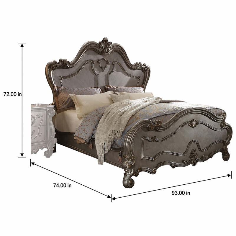 Bowery Hill Wooden Queen Panel Bed in Antique Platinum Finish