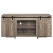 Bowery Hill Storage TV Stand with Barn Doors in Rustic Oak