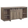 Bowery Hill Storage TV Stand with Barn Doors in Rustic Oak