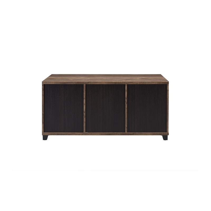 Bowery Hill Coffee Table with Sliding Barn Doors in Rustic Oak and Black