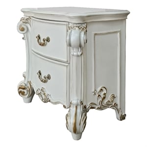 Bowery Hill Wooden Nightstand with 2 Drawers in Antique Pearl