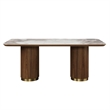 Bowery Hill Wooden Dining Table with Ceramic Top & Walnut Finish