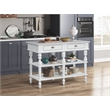 Bowery Hill Rorratt Kitchen Island with Marble Top in White Finish